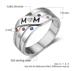 Birthstone Ring, Sterling Silver Personalized Engravable Ring JEWJORI102740